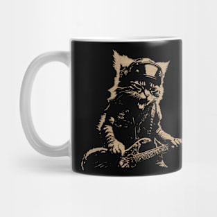 Rock Cat Playing Guitar Mug